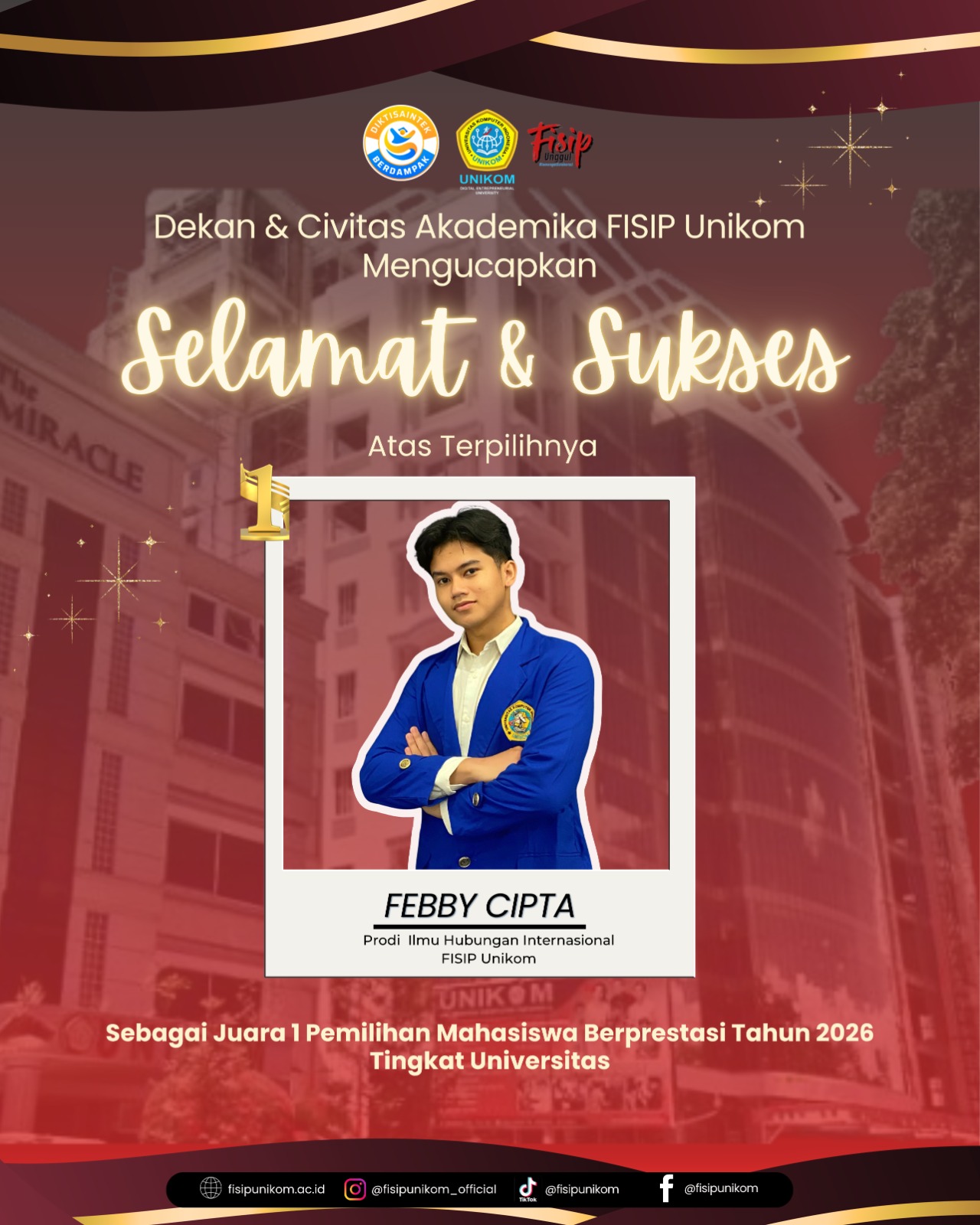 JUARA 1 PILMAPRES PROGRAM SARJANA TINGKAT UNIVERSITAS TAHUN 2026 UNIVERSITAS KOMPUTER INDONESIA