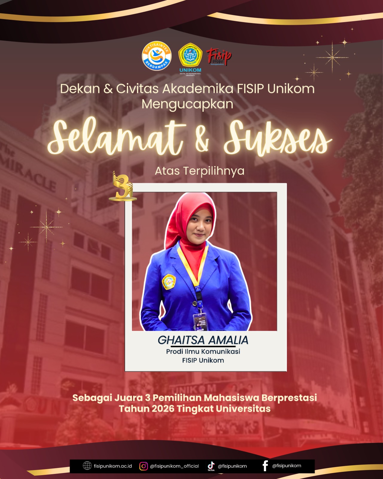 JUARA 3 PILMAPRES PROGRAM SARJANA TINGKAT UNIVERSITAS TAHUN 2026 UNIVERSITAS KOMPUTER INDONESIA